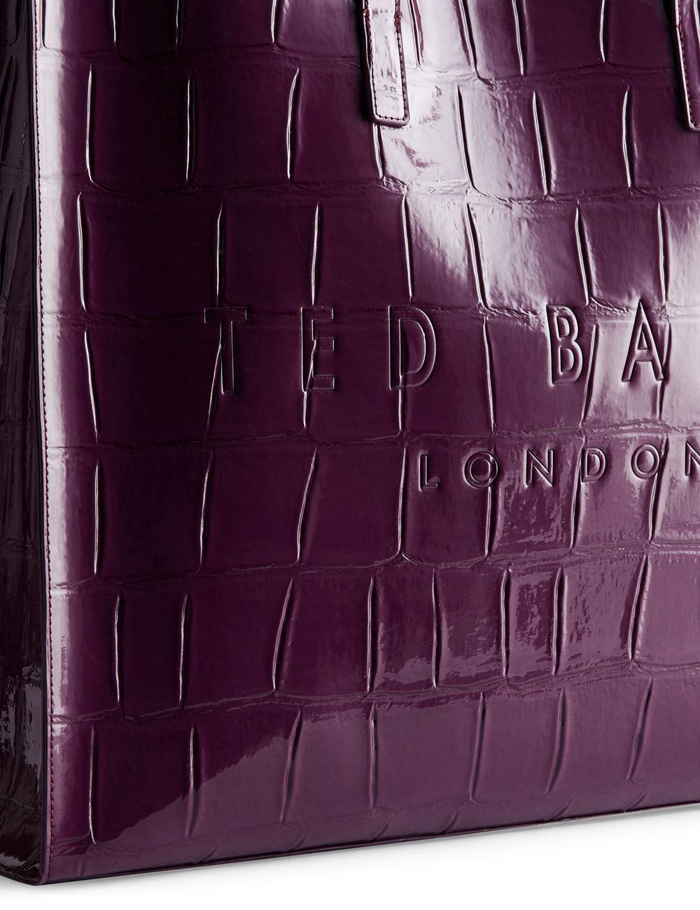 Maroon Ted Baker ALLICON - Wide Croc Effect Icon Women Tote Bags | SG  8647-WJOUZ