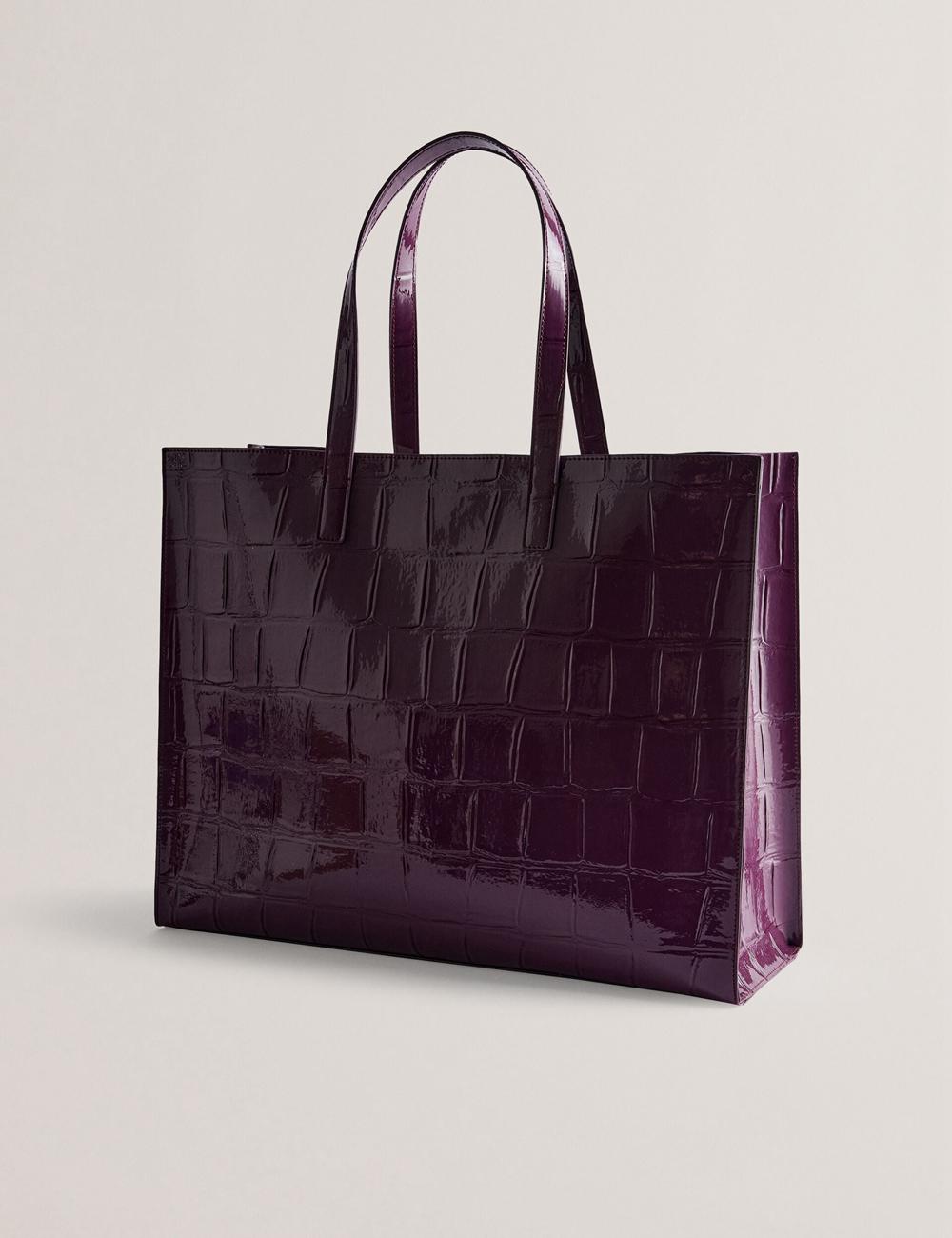 Maroon Ted Baker ALLICON - Wide Croc Effect Icon Women Tote Bags | SG  8647-WJOUZ