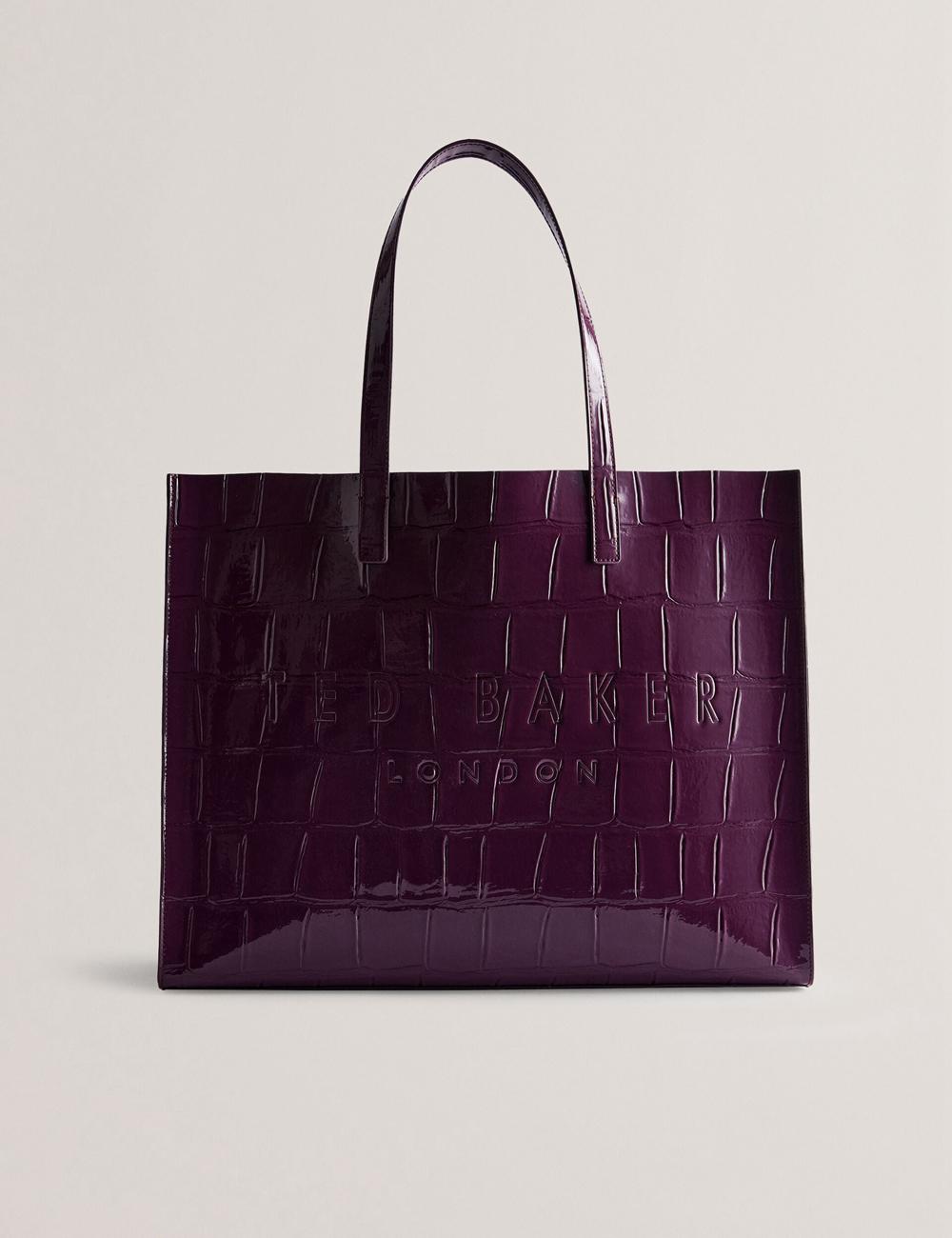 Maroon Ted Baker ALLICON - Wide Croc Effect Icon Women Tote Bags | SG  8647-WJOUZ