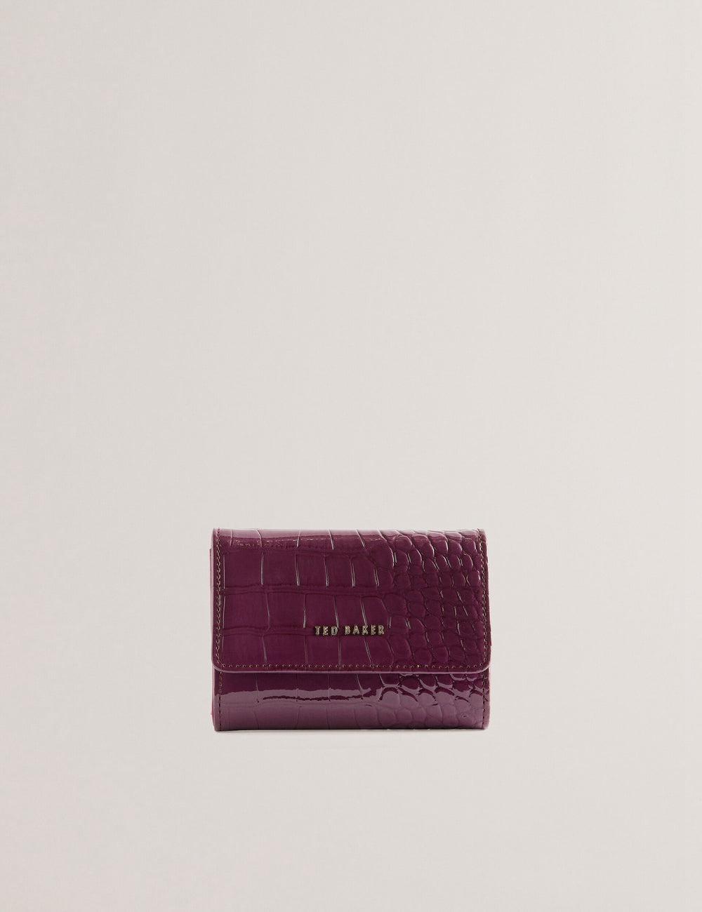 Maroon Ted Baker CONILYA - Croc Texture Fold Over Coin Women Purses | SG  9826-GIRUZ