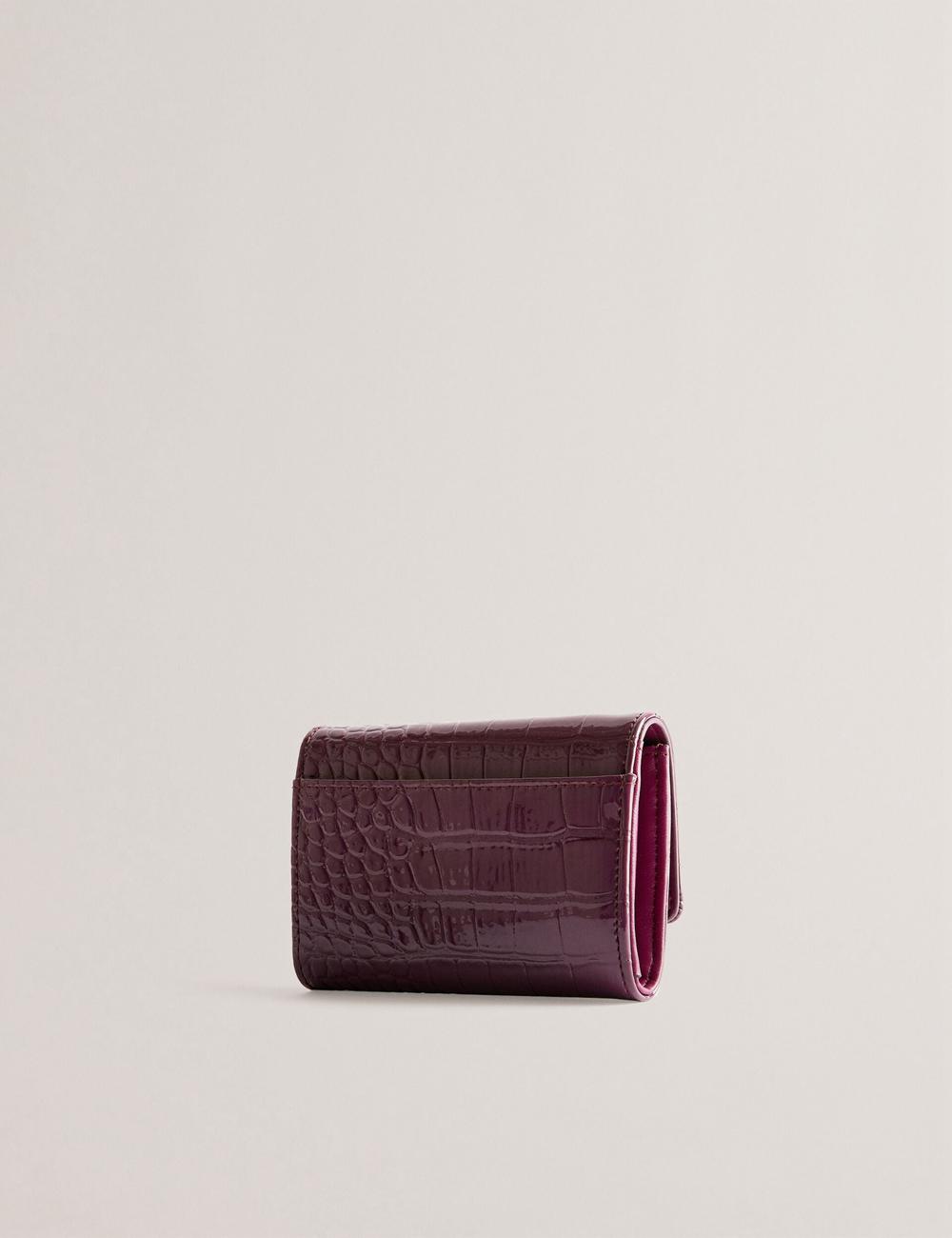 Maroon Ted Baker CONILYA - Croc Texture Fold Over Coin Women Purses | SG  9826-GIRUZ