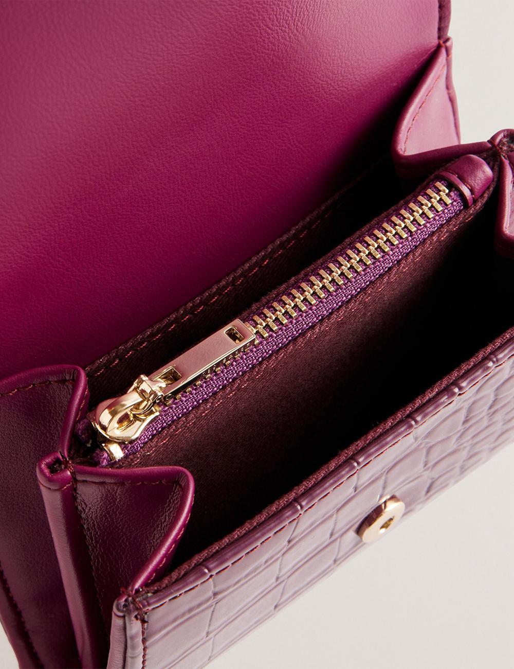Maroon Ted Baker CONILYA - Croc Texture Fold Over Coin Women Purses | SG  9826-GIRUZ