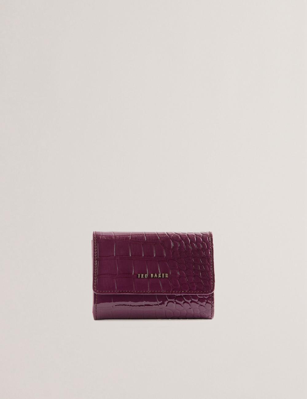Maroon Ted Baker CONILYA - Croc Texture Fold Over Coin Women Purses | SG  9826-GIRUZ