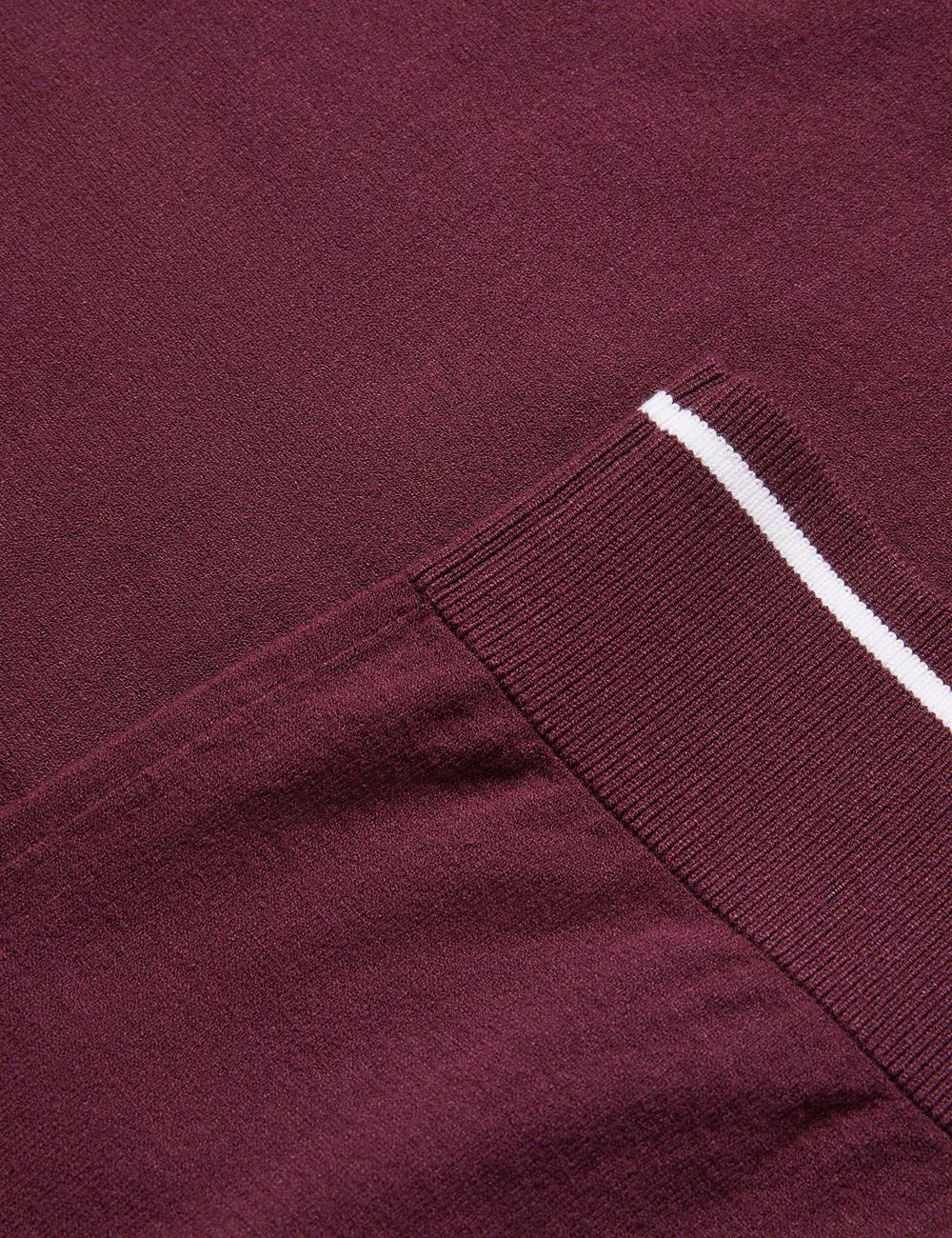 Maroon Ted Baker DUNOW - Pointelle Detail Striped Trim Men Polos Shirts | SG  1649-HEOAW