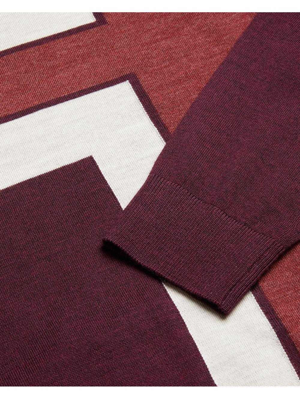 Maroon Ted Baker ROIKA - Colour Block Crew Neck Wool Men Jumpers | SG  7830-JNXRH