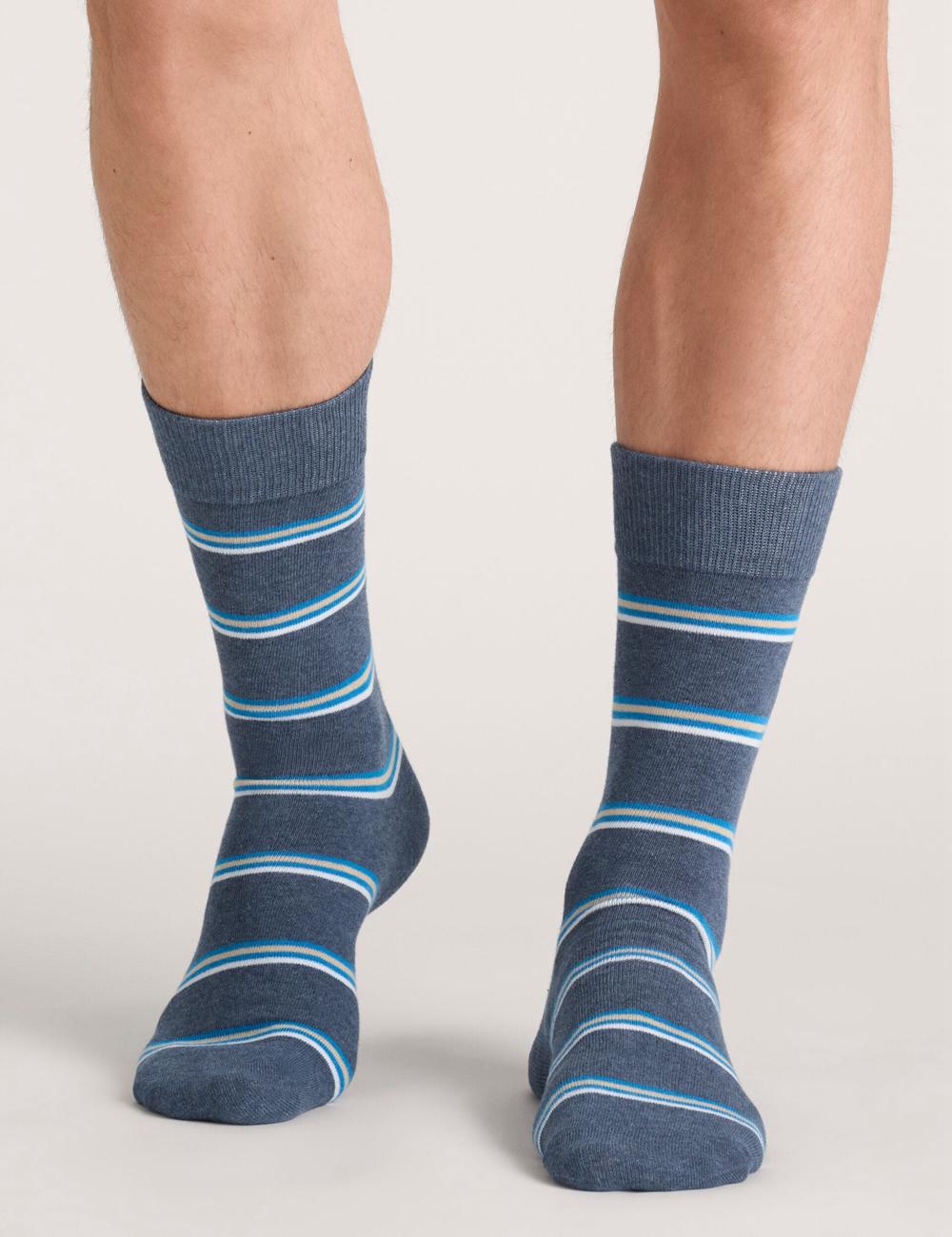 Medium Grey Ted Baker 3 Pack Geometric Stripe Crew Men Socks | SG  0475-ARZYC