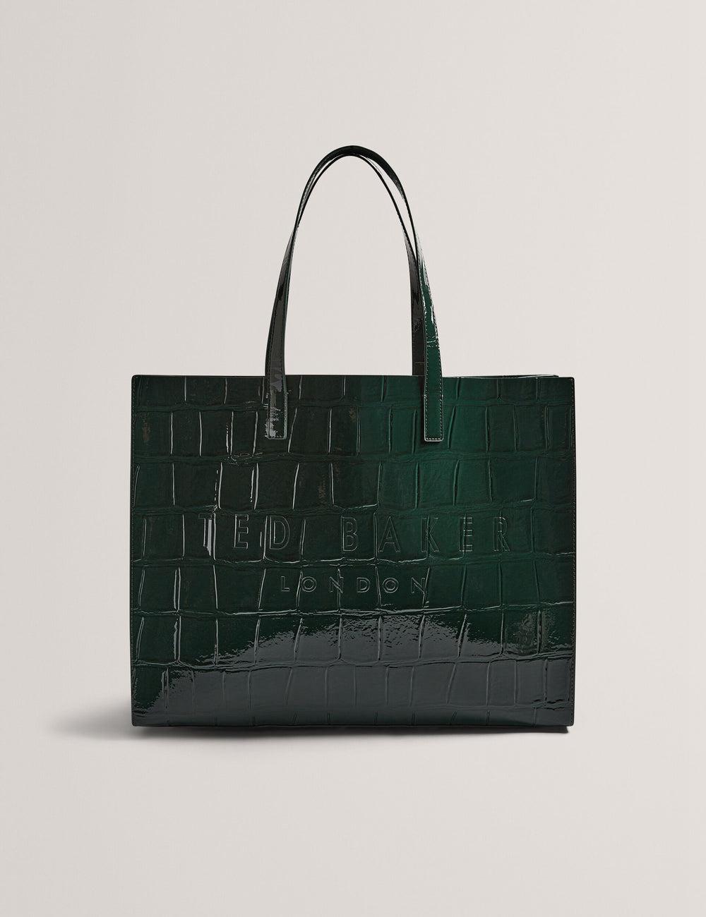 Mid-Green Ted Baker ALLICON - Patent Croc Effect Wide Women Tote Bags | SG  2610-EICNV