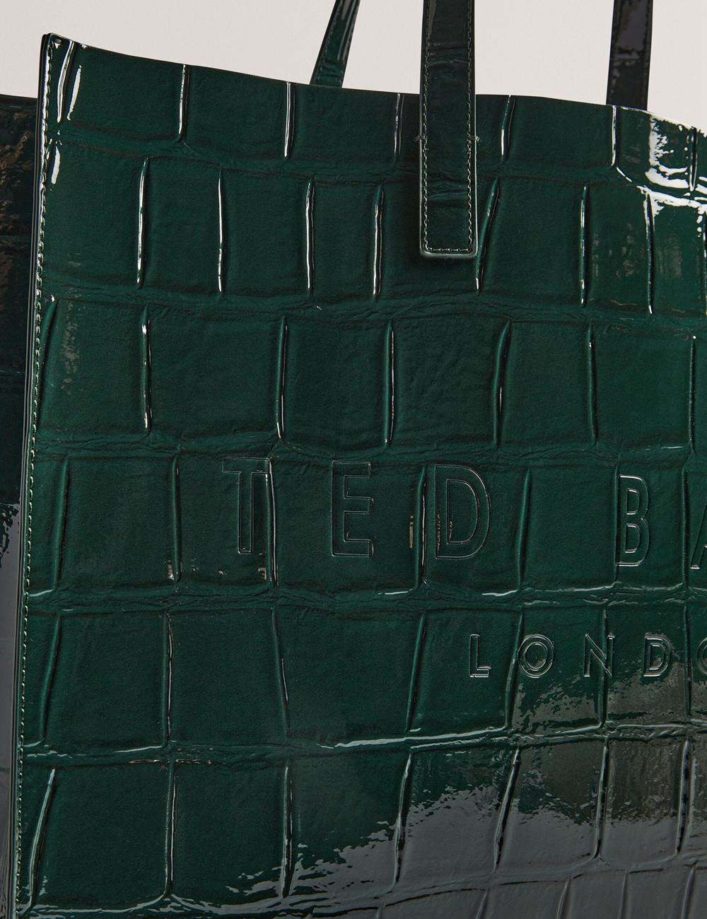 Mid-Green Ted Baker ALLICON - Patent Croc Effect Wide Women Tote Bags | SG  2610-EICNV