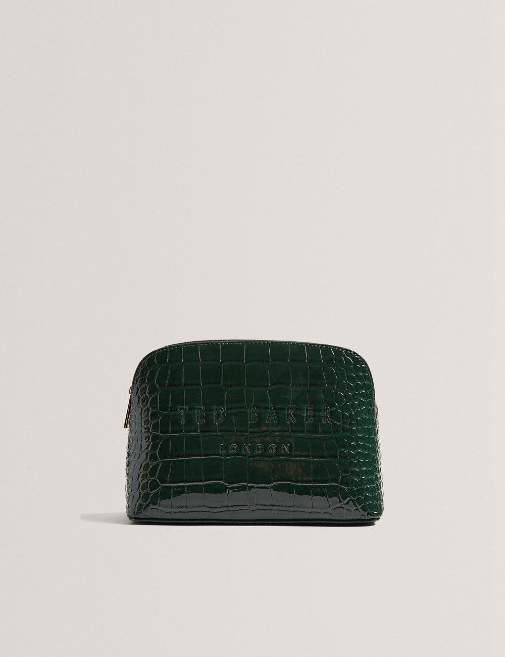 Mid-Green Ted Baker CROCALA - Croc Effect Faux Leather Women Make-Up Bags | SG  0685-YHBIX