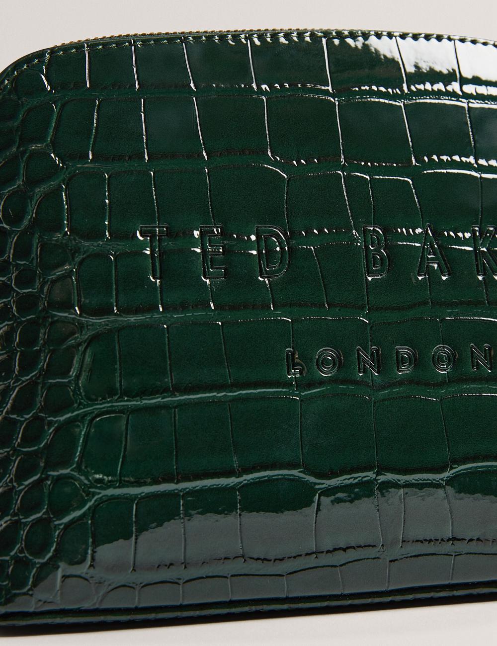 Mid-Green Ted Baker CROCALA - Croc Effect Faux Leather Women Make-Up Bags | SG  0685-YHBIX