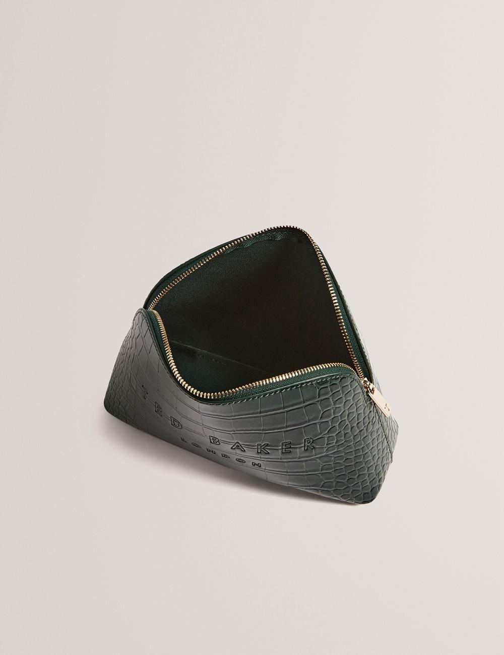 Mid-Green Ted Baker CROCALA - Croc Effect Faux Leather Women Make-Up Bags | SG  0685-YHBIX