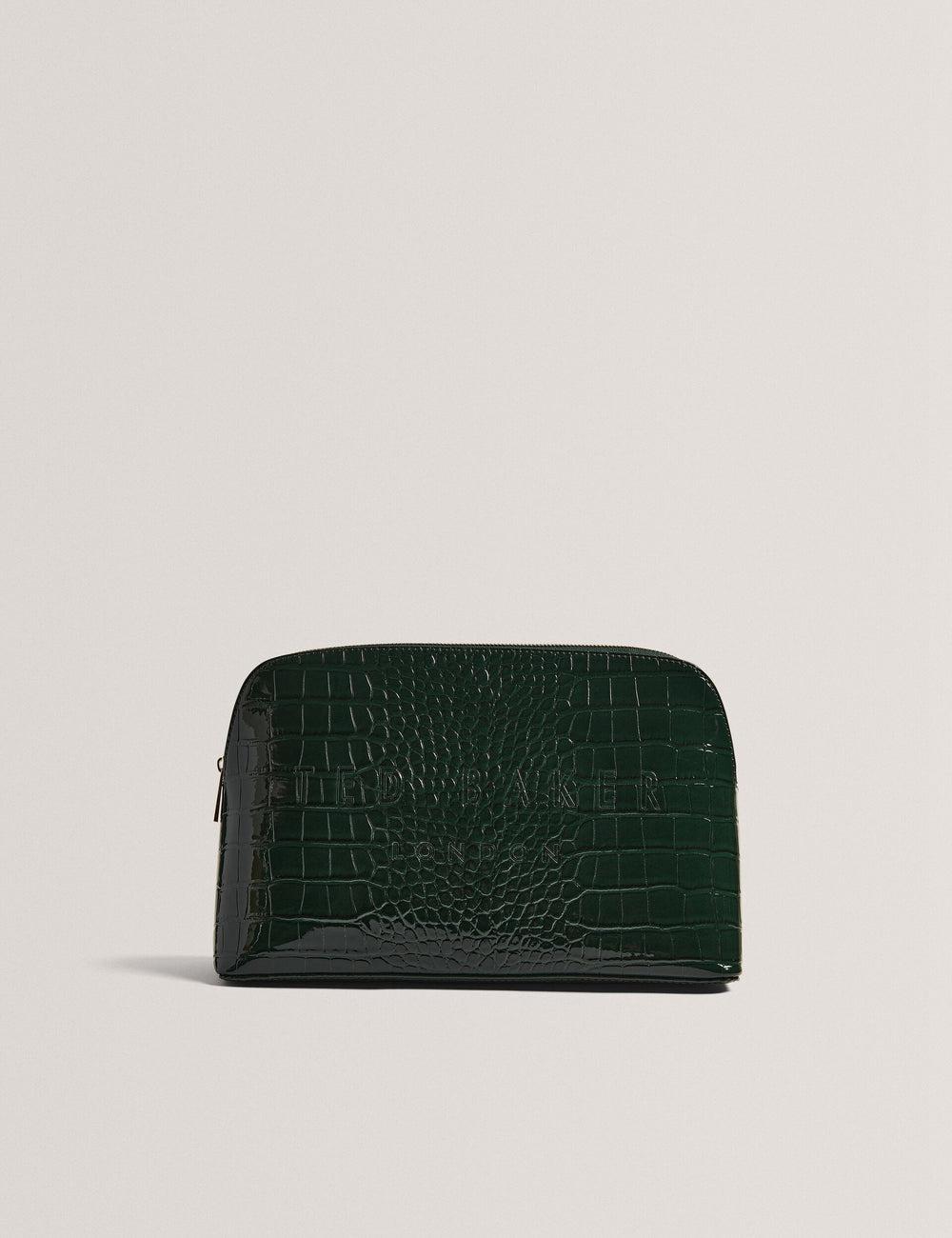 Mid-Green Ted Baker CROCANA - Croc Texture Faux Leather Women Wash Bags | SG  9163-YDPVB