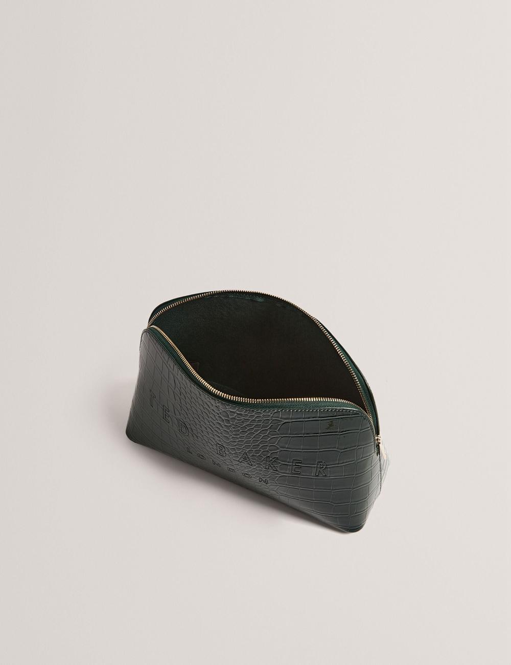 Mid-Green Ted Baker CROCANA - Croc Texture Faux Leather Women Wash Bags | SG  9163-YDPVB