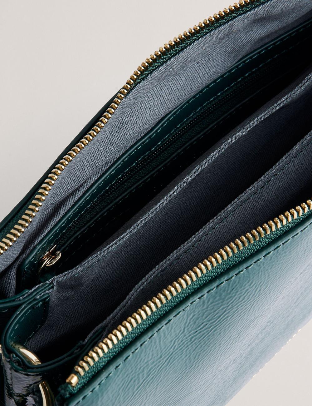 Mid-Green Ted Baker DAWCEY - Crinkled Patent Leather Women Crossbody Bags | SG  8463-MTCGJ