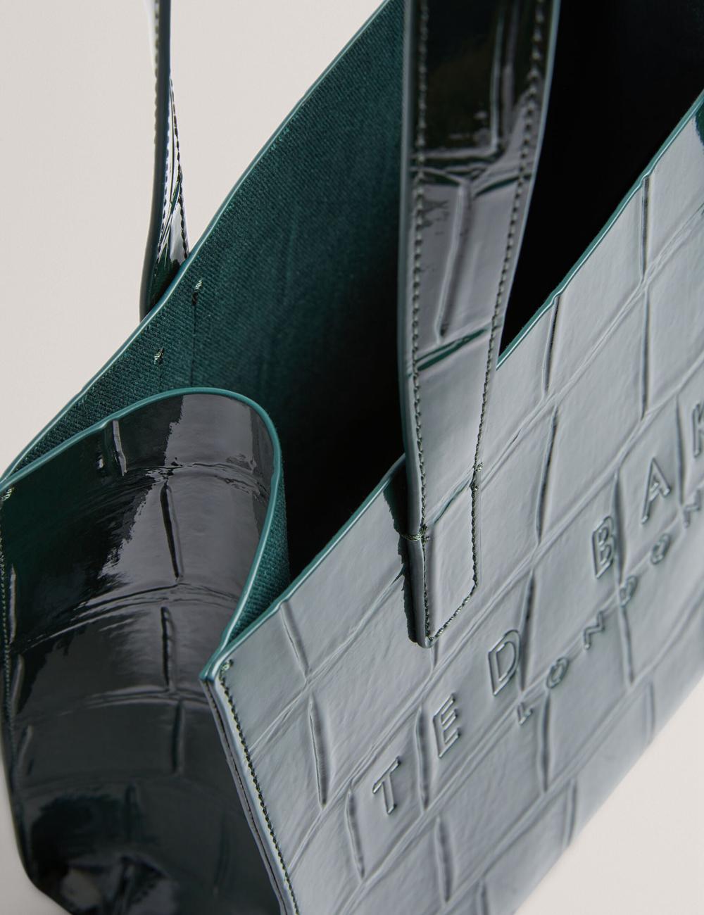 Mid-Green Ted Baker REPTCON - Croc Effect Small Women Tote Bags | SG  6834-ULIFT