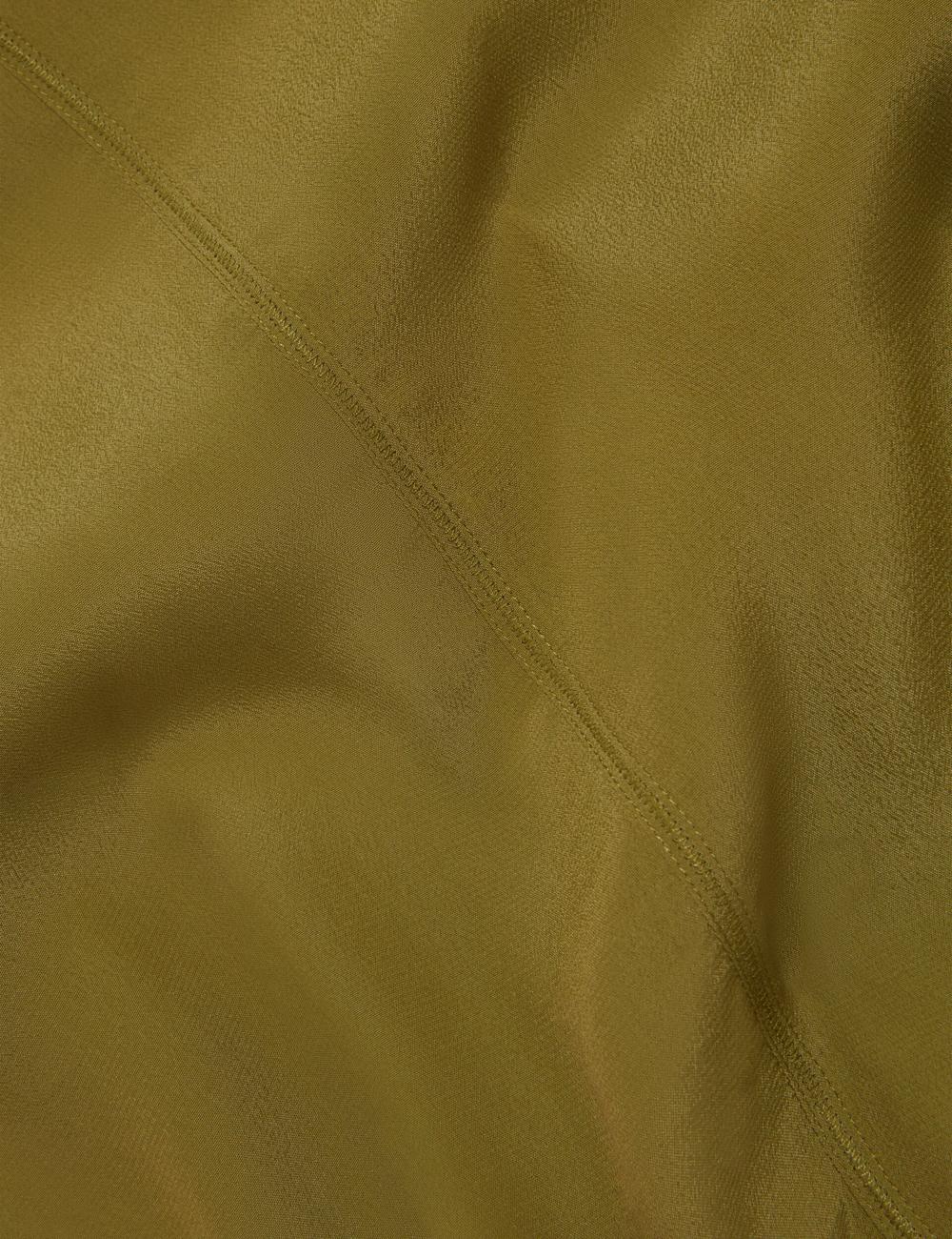 Mid-Green Ted Baker SHAMRA - Silk Blend Seam Detail Women Tops | SG  4930-EVQLW