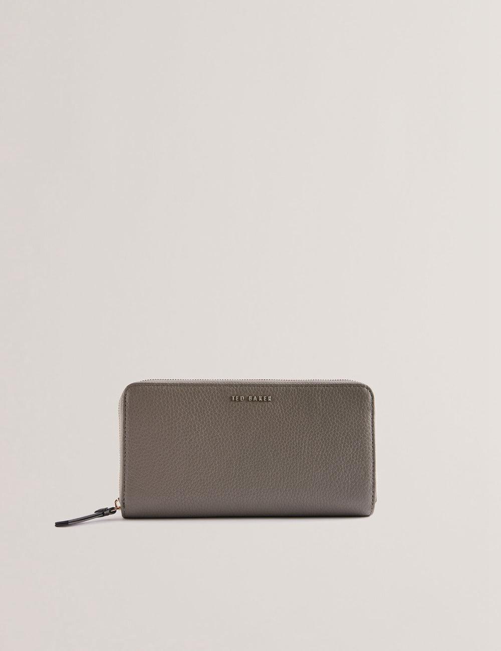Mid-Grey Ted Baker DALIEA - Large Textured Leather Zip Around Women Purses | SG  0649-JQGVA
