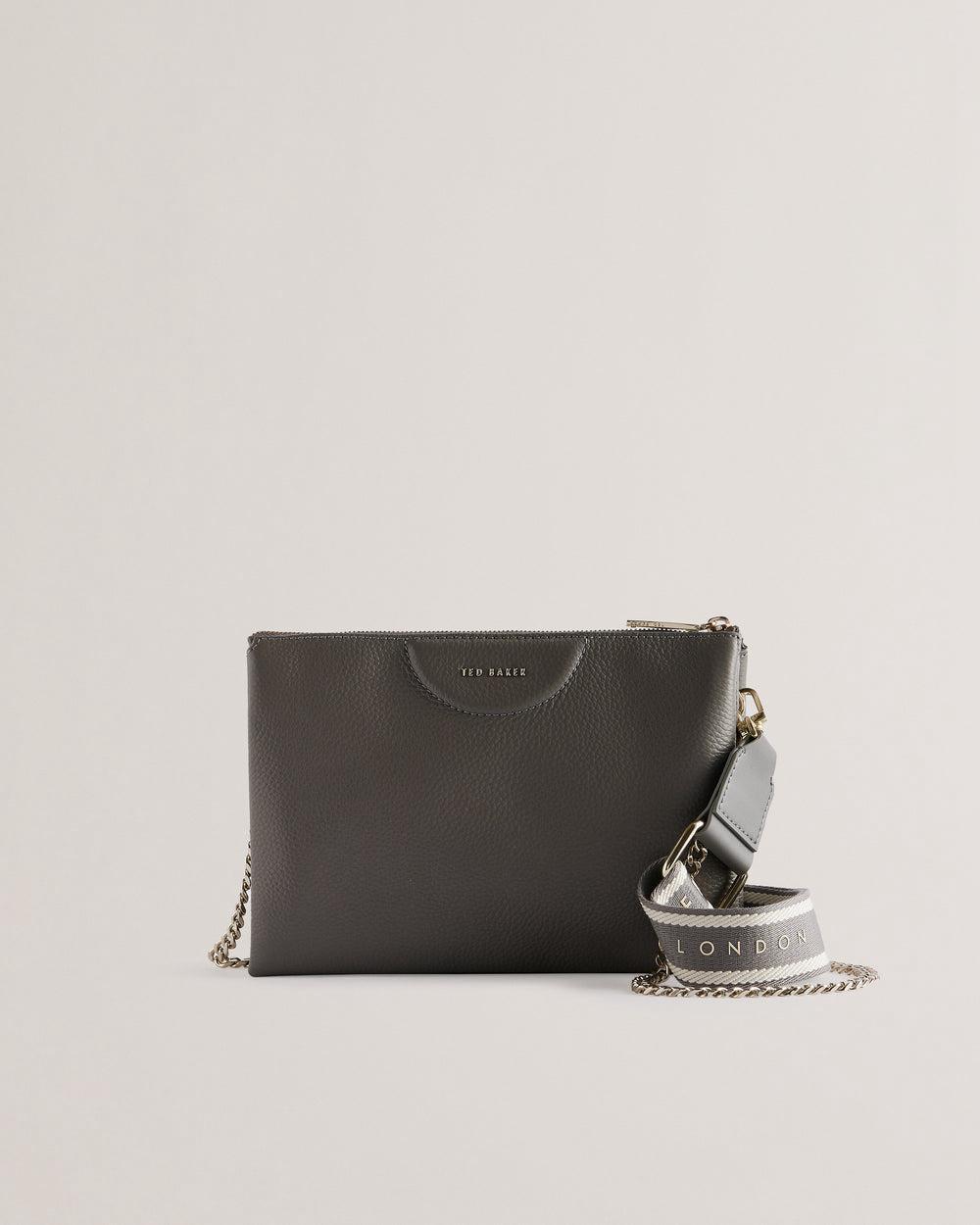 Mid-Grey Ted Baker ESILLE - Branded Webbing Crossbody Leather Women Crossbody Bags | SG  8934-PDHFB