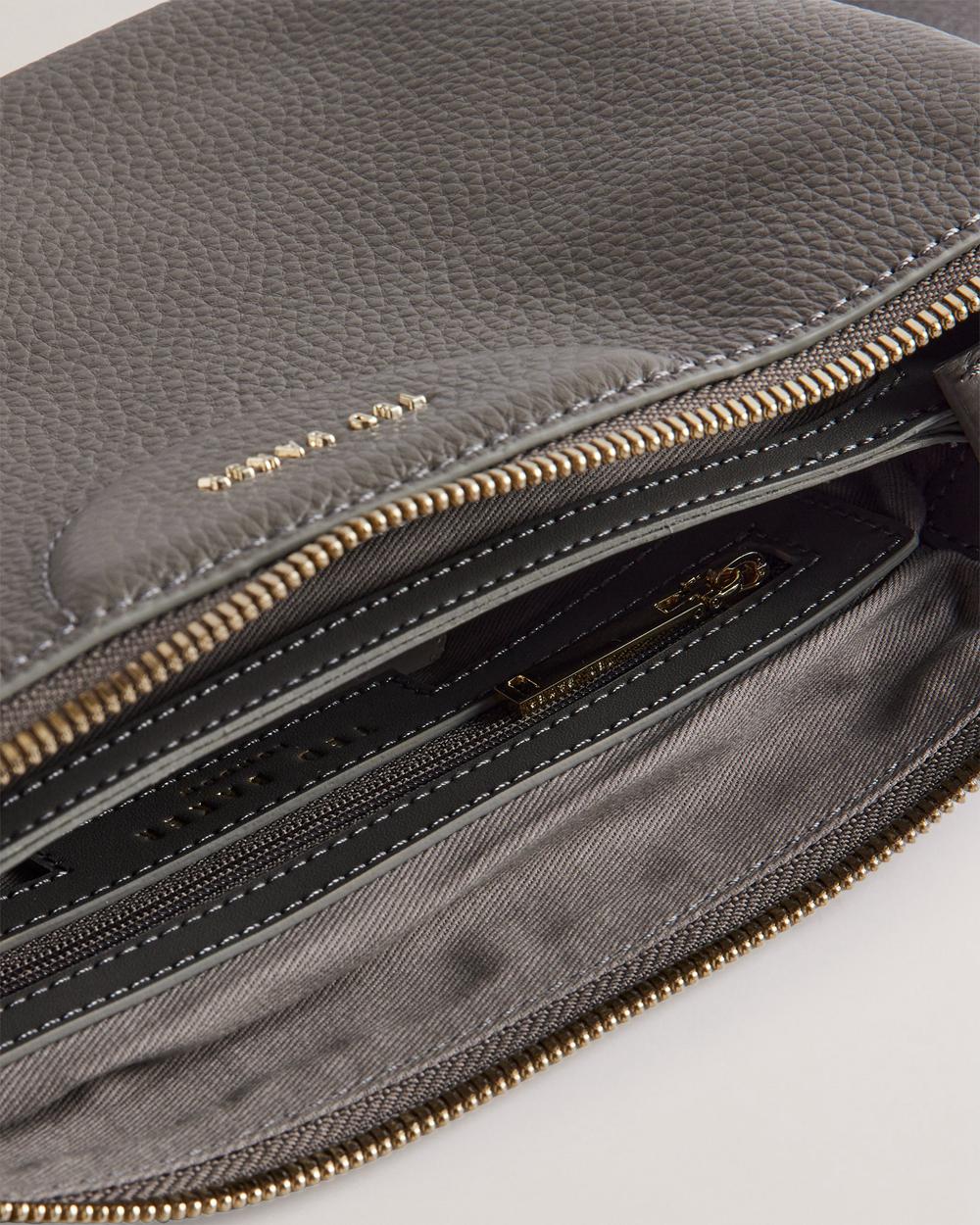 Mid-Grey Ted Baker ESILLE - Branded Webbing Crossbody Leather Women Crossbody Bags | SG  8934-PDHFB