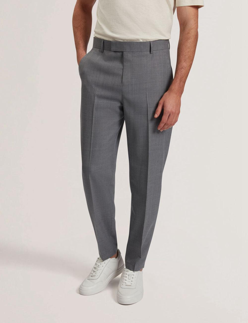 Mid-Grey Ted Baker SELWYNT - Lightweight Wool Blend Men Trousers | SG  2735-SWHOU