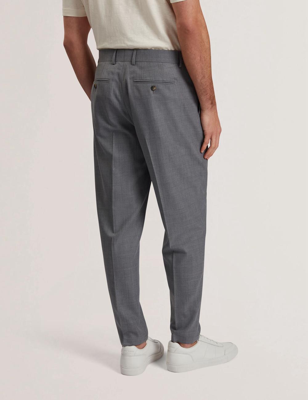 Mid-Grey Ted Baker SELWYNT - Lightweight Wool Blend Men Trousers | SG  2735-SWHOU