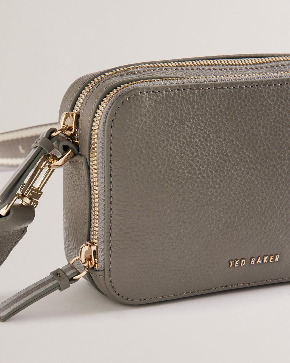 Mid-Grey Ted Baker STUNNA - Mini Leather Crossbody Camera Women Camera Bag | SG  3028-ELGRS