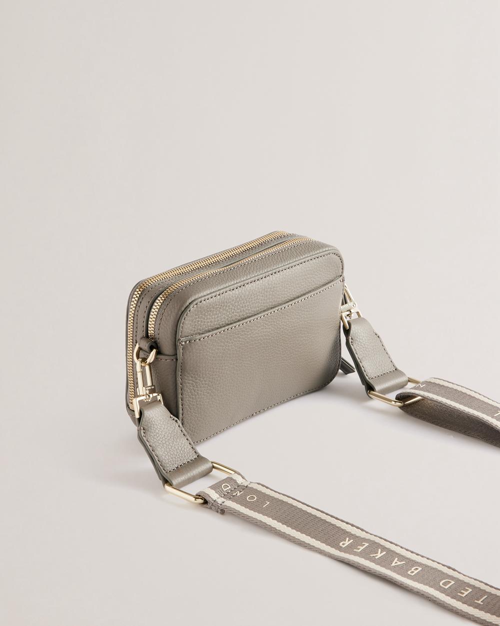 Mid-Grey Ted Baker STUNNA - Mini Leather Crossbody Camera Women Camera Bag | SG  3028-ELGRS