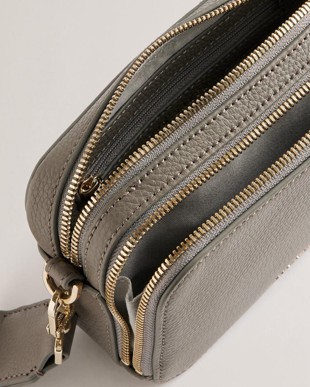 Mid-Grey Ted Baker STUNNA - Mini Leather Crossbody Camera Women Camera Bag | SG  3028-ELGRS