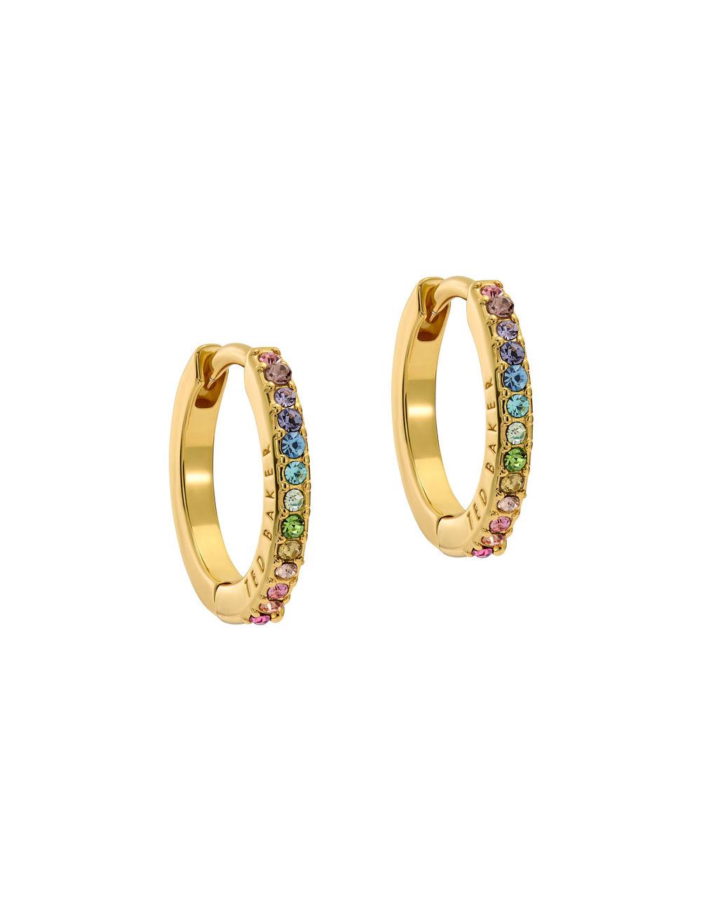 Multicol Ted Baker HEPLIE - Crystal Huggie Hoop Women Earrings | SG  6597-FRBGK