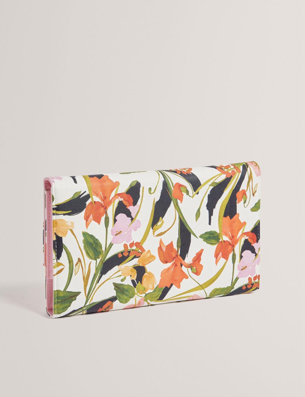Nat-White Ted Baker JACIIIE - Floral Print Faux Leather Travel Women Wallets | SG  8253-HNUXO