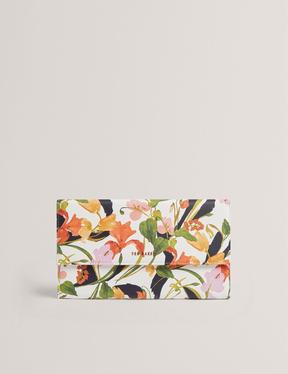 Nat-White Ted Baker JACIIIE - Floral Print Faux Leather Travel Women Wallets | SG  8253-HNUXO