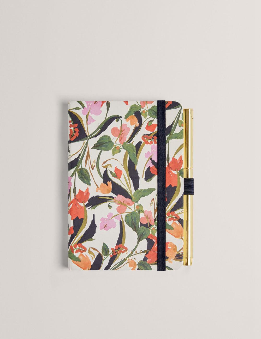 Nat-White Ted Baker WHINNA - Floral Print A6 Notebook & Pen Women Stationary | SG  7613-UQZEF