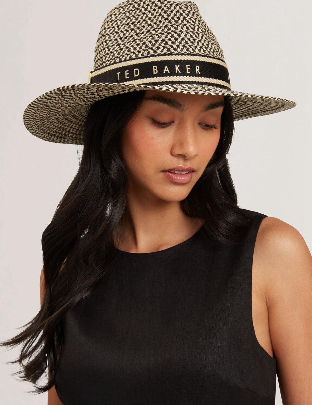 Natural Ted Baker CLARIES - Mixed Weave Straw Women Fedora Hats | SG  9127-QADWR