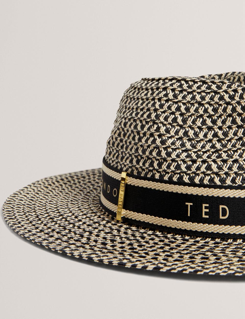 Natural Ted Baker CLARIES - Mixed Weave Straw Women Fedora Hats | SG  9127-QADWR