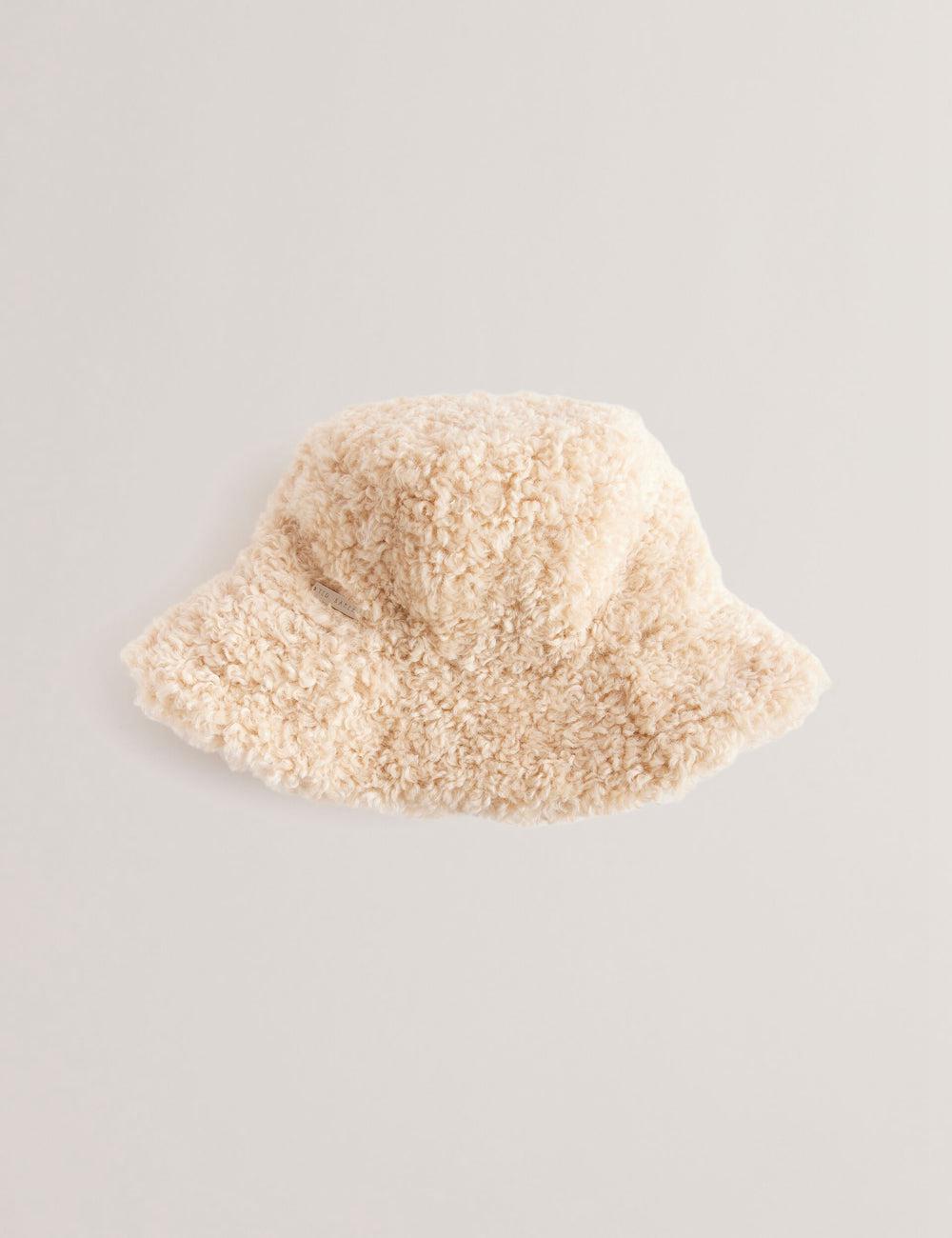 Natural Ted Baker FLUFFYI - Faux Shearling Wide Brim Women Bucket Hats | SG  0479-GBELF