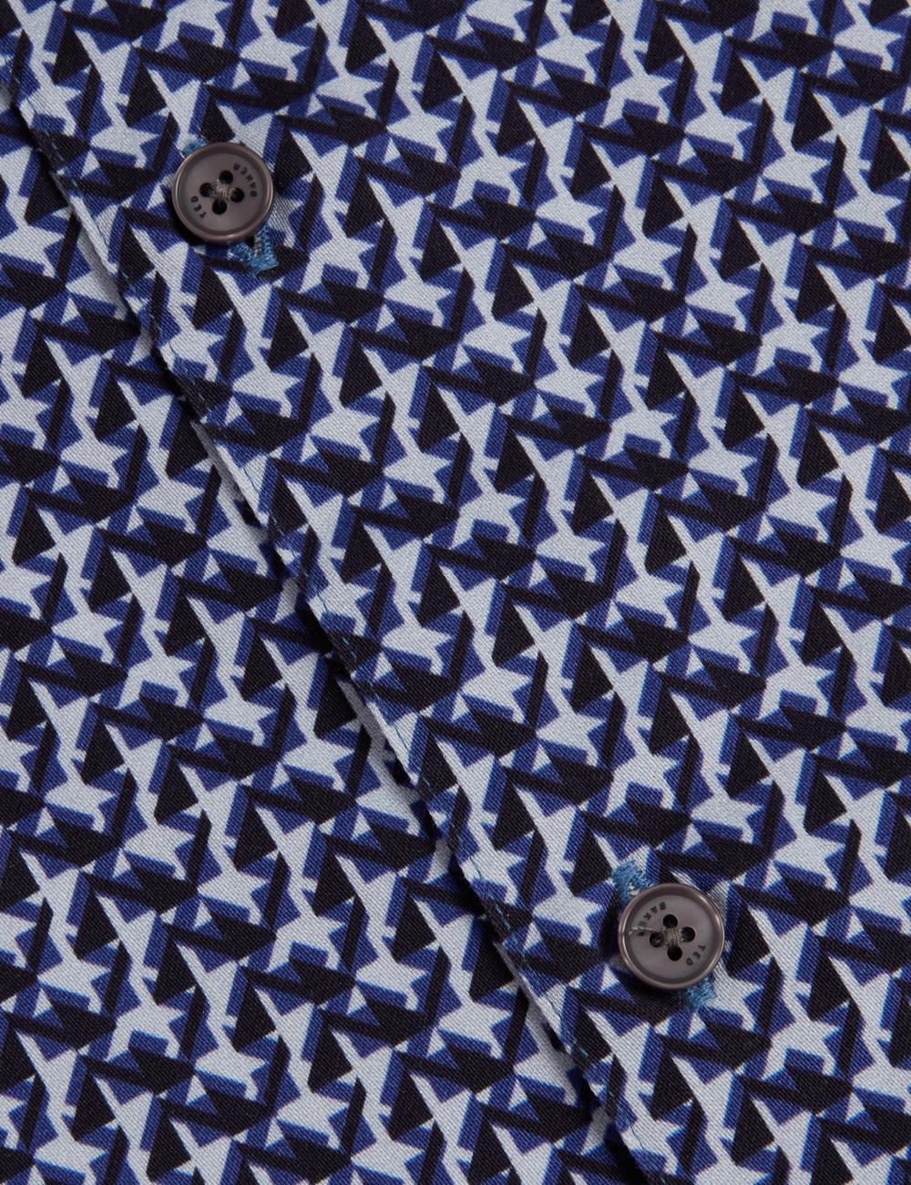 Navy Ted Baker ALPHSO SS Regular Fit Geo Men Casual Shirts | SG  2089-DZRYS
