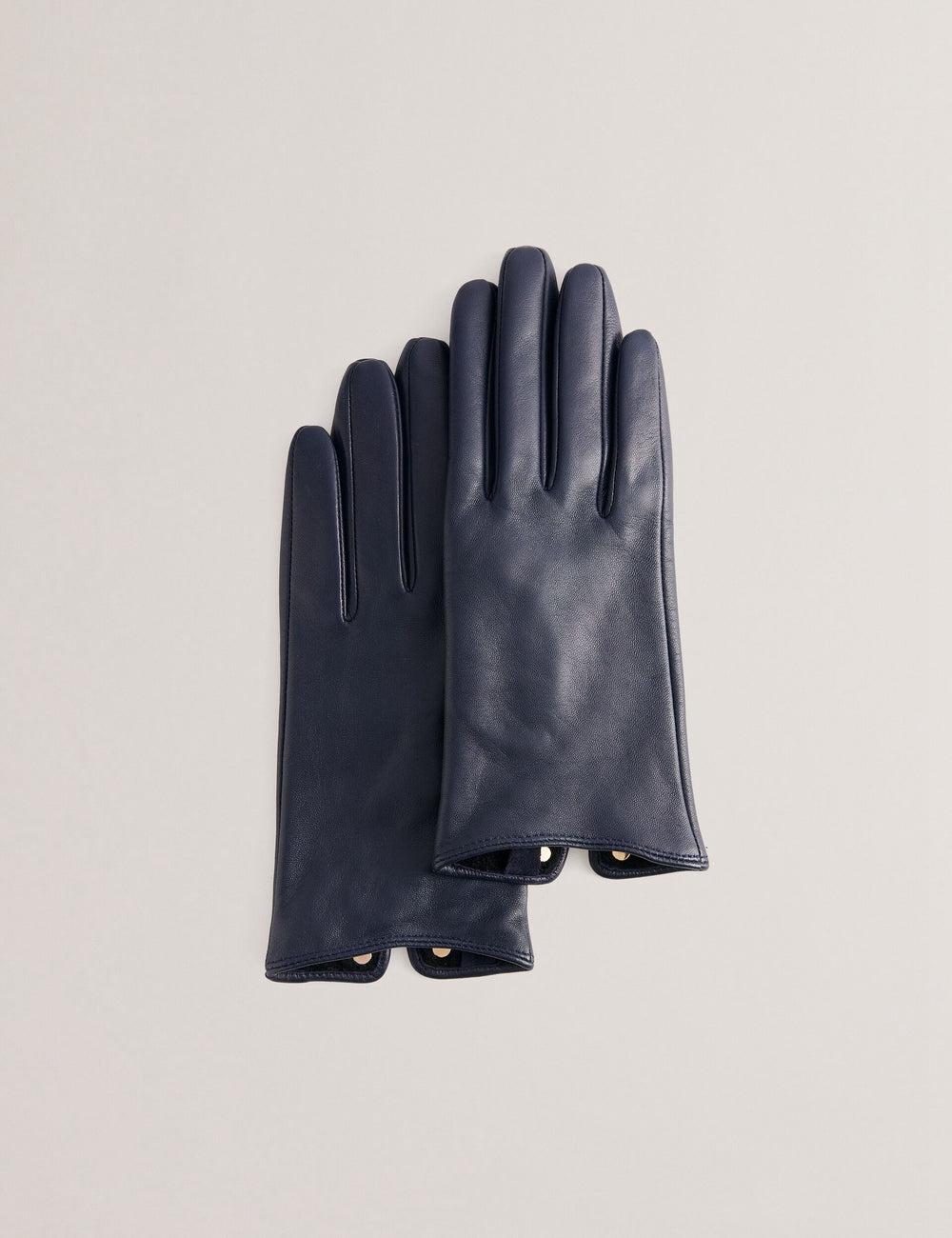 Navy Ted Baker ARLEOS - Leather Split Cuff Women Gloves | SG  7038-ORXHU