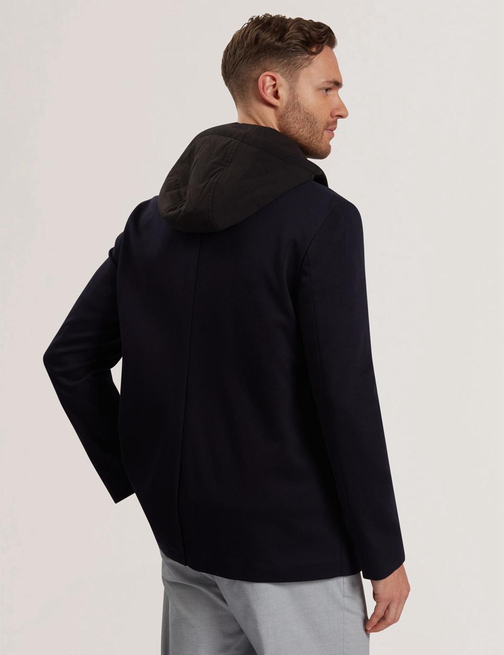 Navy Ted Baker ASHB - Jersey Blazer With Zip-Up Hooded Liner Men Blazers | SG  0926-YUPHC