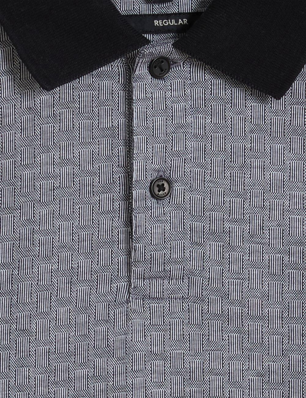 Navy Ted Baker AUGUSO - Textured Jacquard Cotton Men Polos Shirts | SG  5273-TEZOU
