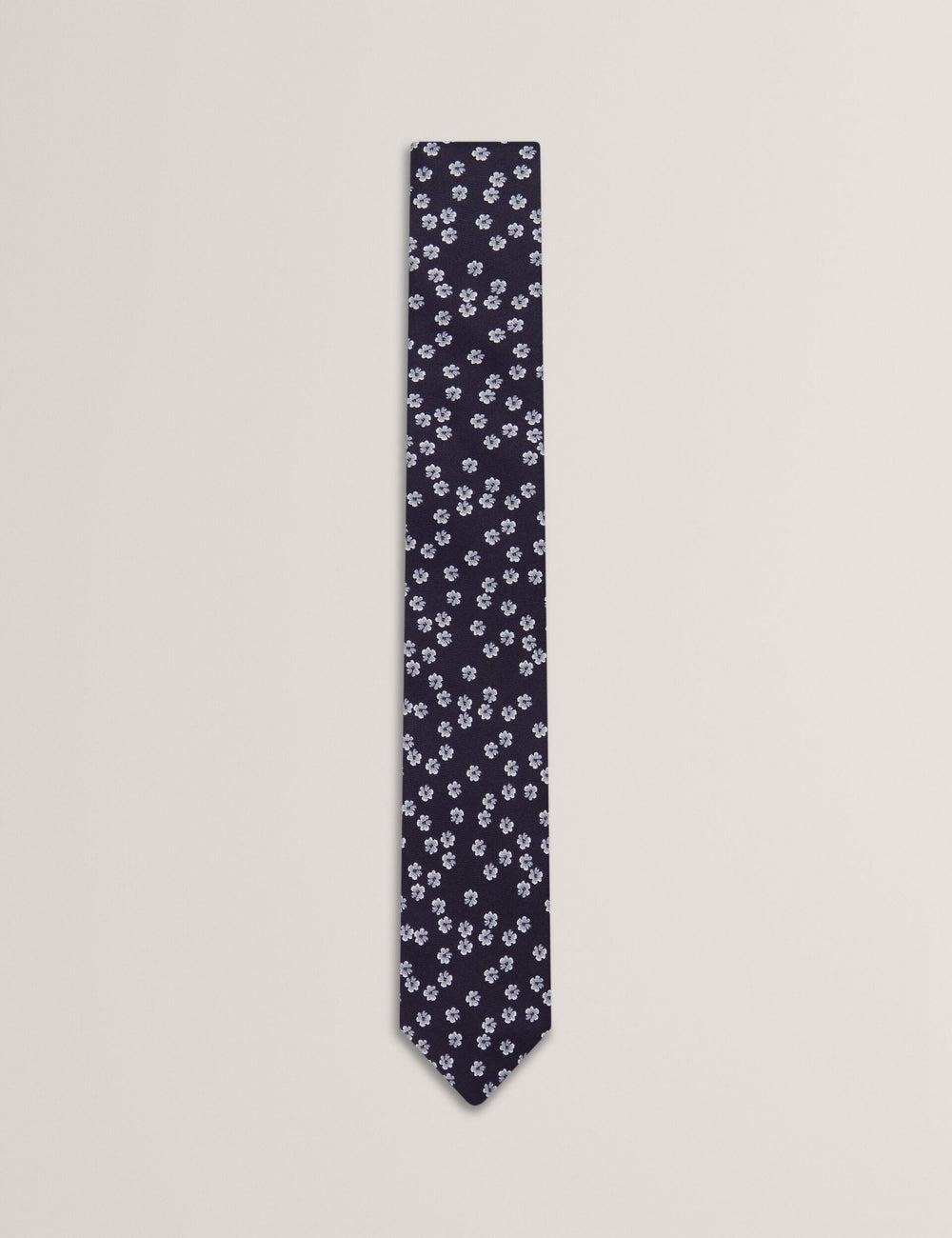 Navy Ted Baker BENTLYY - Ditsy Floral Print Silk Men Ties | SG  9675-RFGOB