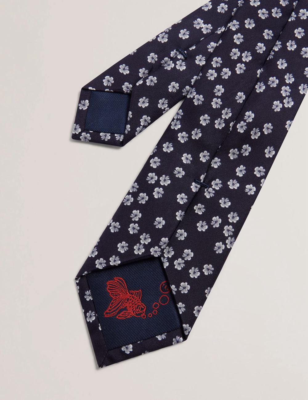 Navy Ted Baker BENTLYY - Ditsy Floral Print Silk Men Ties | SG  9675-RFGOB