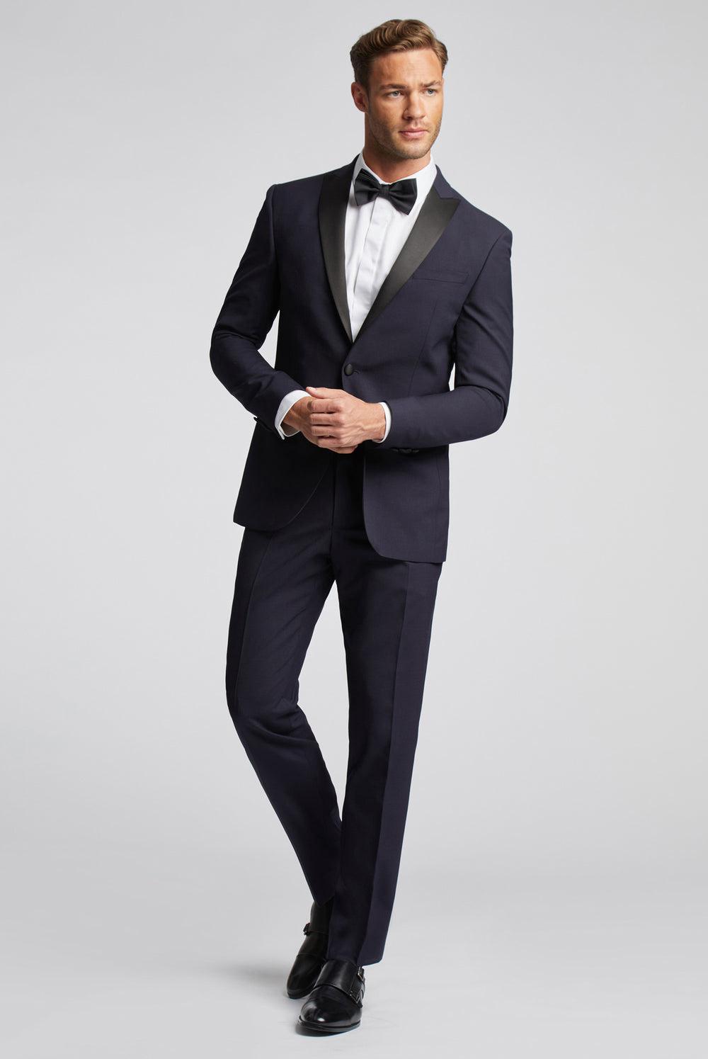 Navy Ted Baker BREENTS - Slim Fit Navy Tuxedo Men Trousers | SG  5948-ENWPT