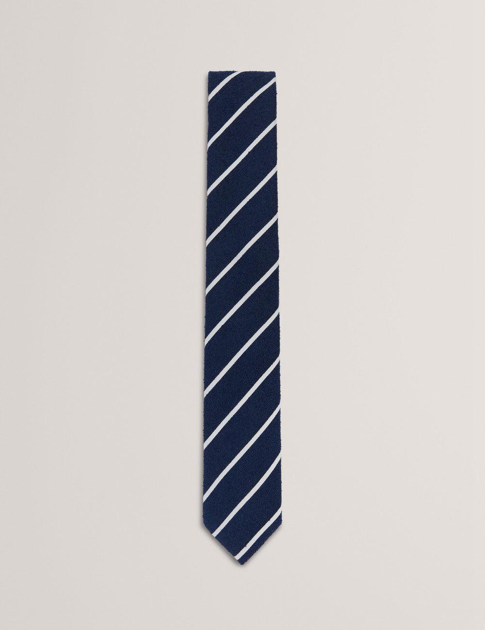 Navy Ted Baker CAMPSEA - Boucle Texture Solid Stripe Men Ties | SG  4068-JZYNQ