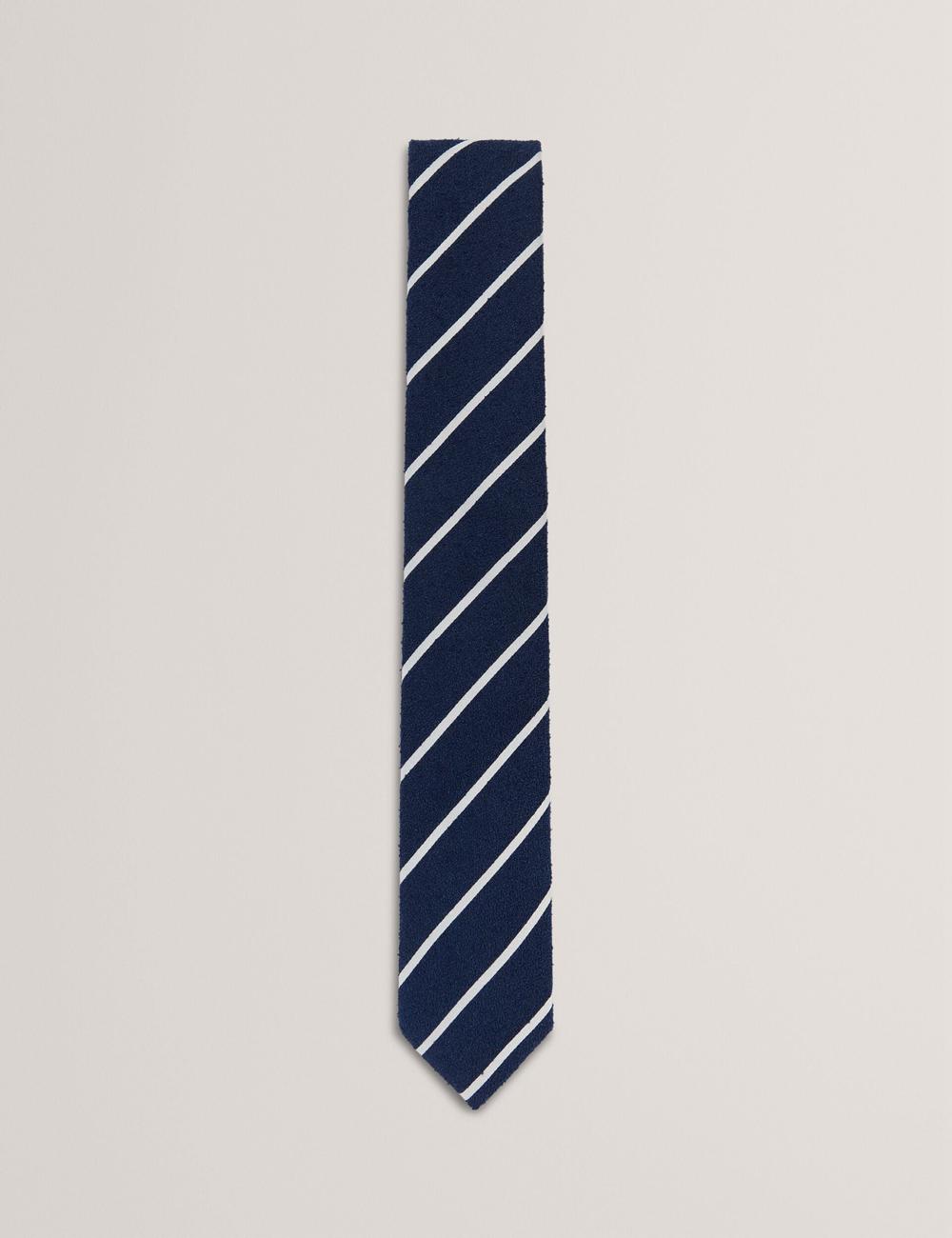 Navy Ted Baker CAMPSEA - Boucle Texture Solid Stripe Men Ties | SG  4068-JZYNQ