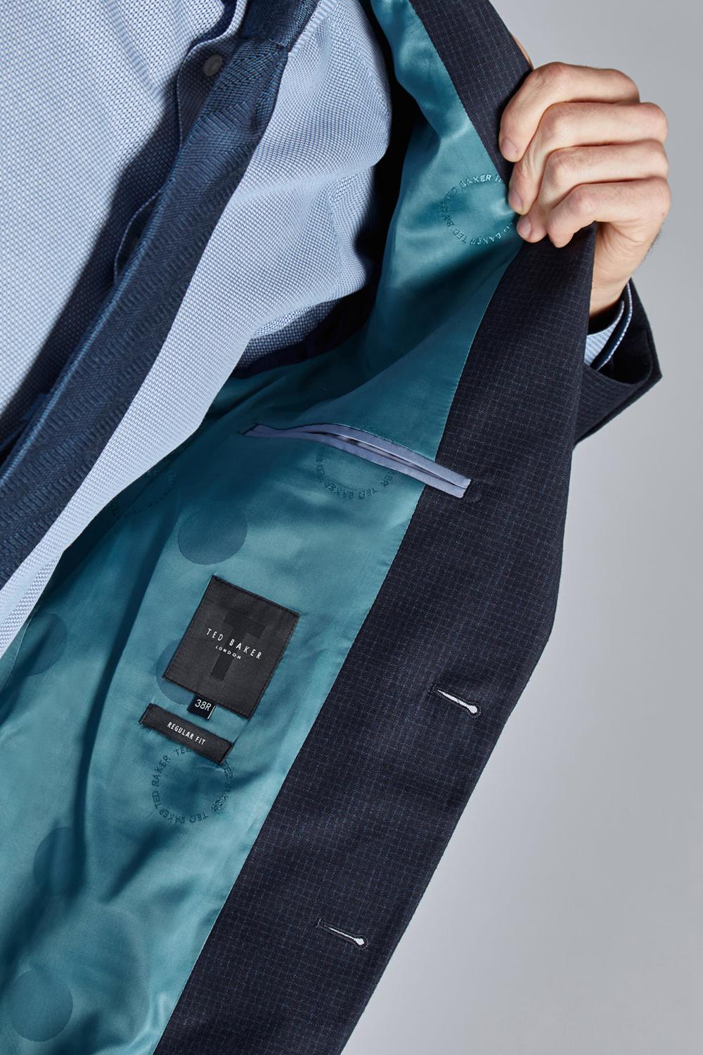 Navy Ted Baker CANISJS - Grid Check Regular Fit Suit Men Jackets | SG  2391-DBGZP