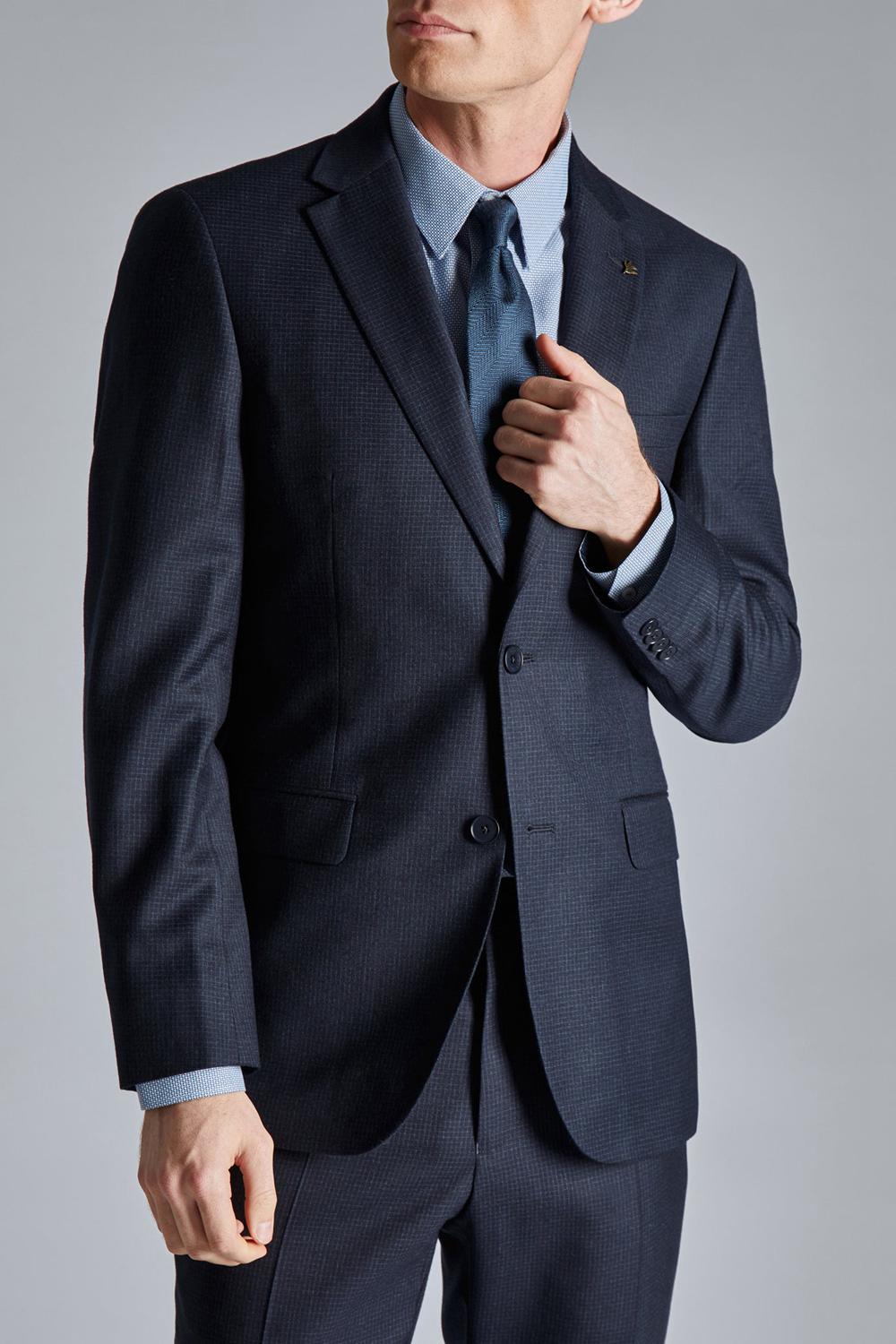 Navy Ted Baker CANISJS - Grid Check Regular Fit Suit Men Jackets | SG  2391-DBGZP