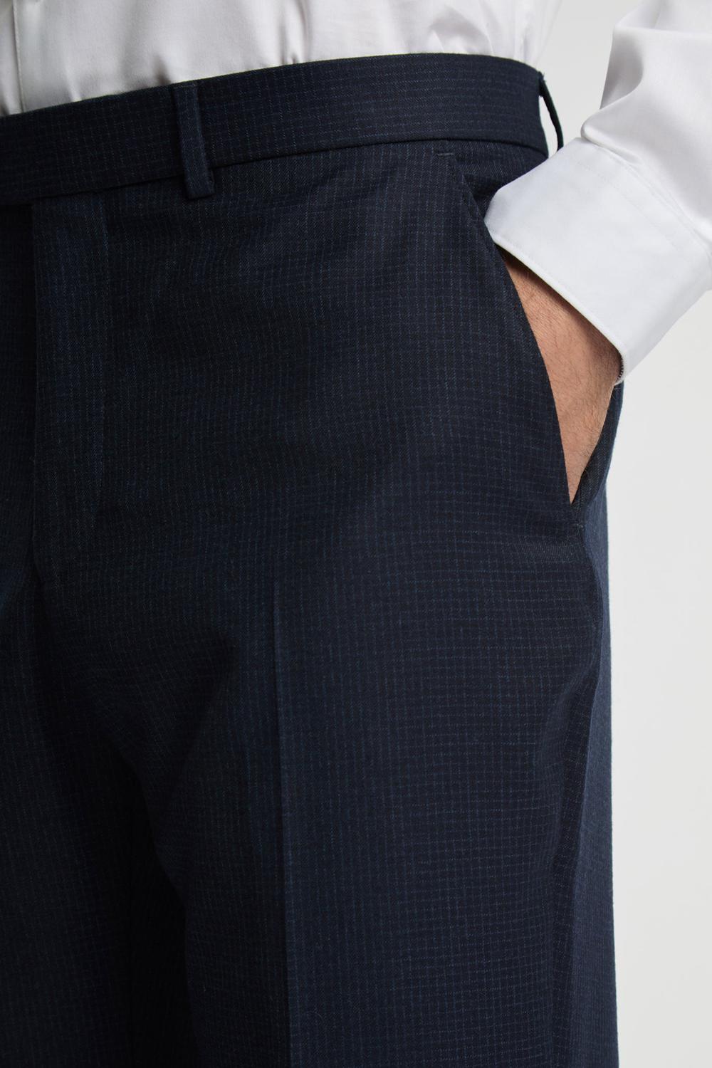 Navy Ted Baker CANISTS - Grid Check Regular Fit Suit Men Trousers | SG  8359-WPMRH