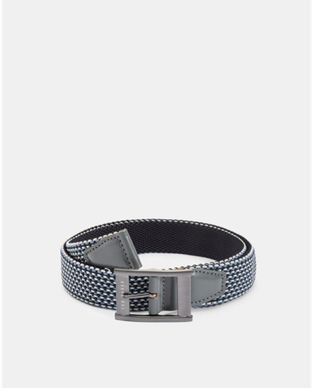 Navy Ted Baker COLUMM - Reversible Woven Stretch Elasticated Men Belts | SG  0869-JGFCU
