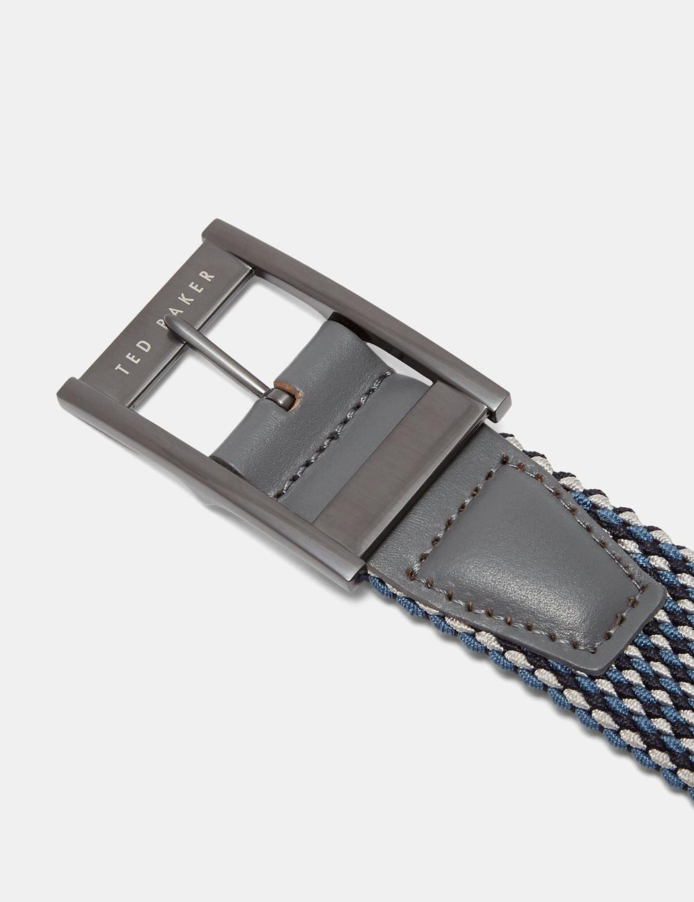 Navy Ted Baker COLUMM - Reversible Woven Stretch Elasticated Men Belts | SG  0869-JGFCU