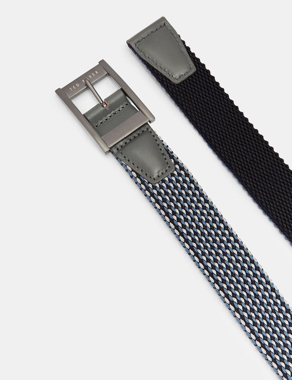 Navy Ted Baker COLUMM - Reversible Woven Stretch Elasticated Men Belts | SG  0869-JGFCU